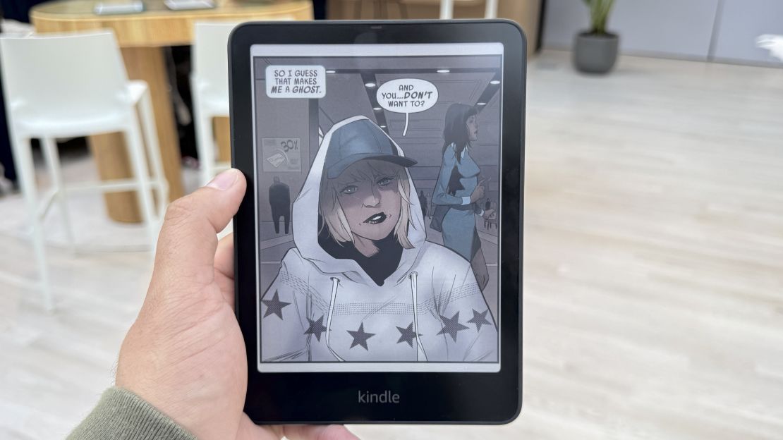 The Amazon Kindle Colorsoft reading a comic book