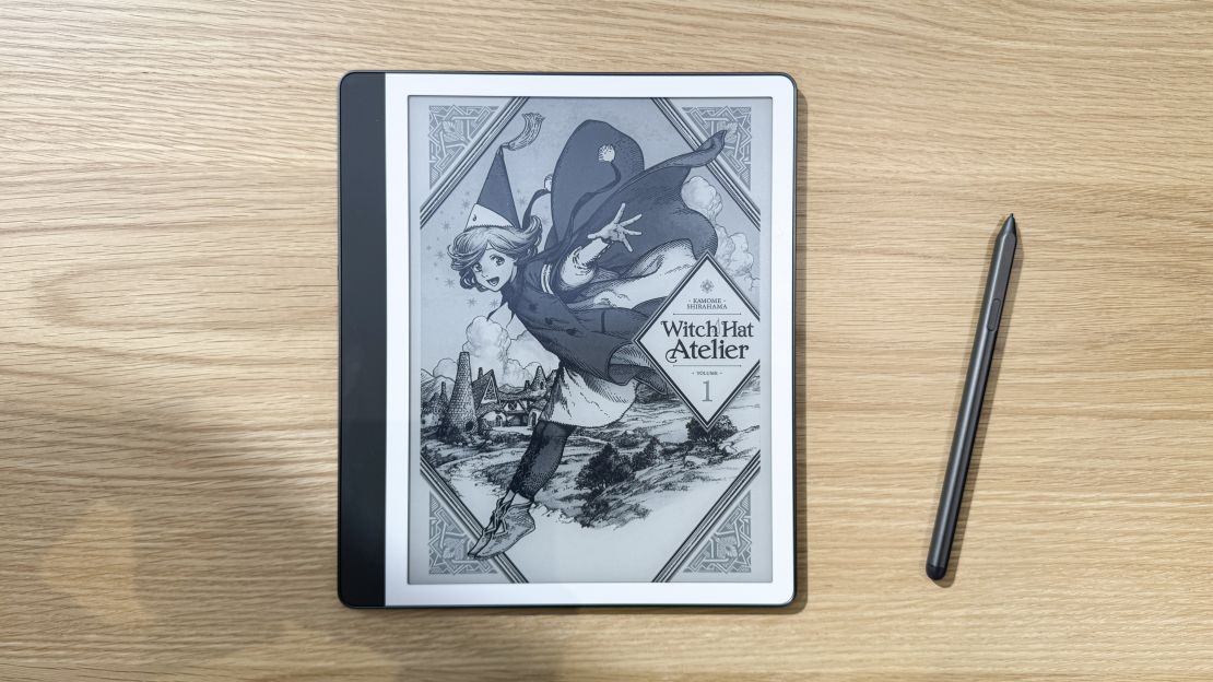 The Amazon Kindle Scribe shows the cover of the Witch Hat Atelier manga