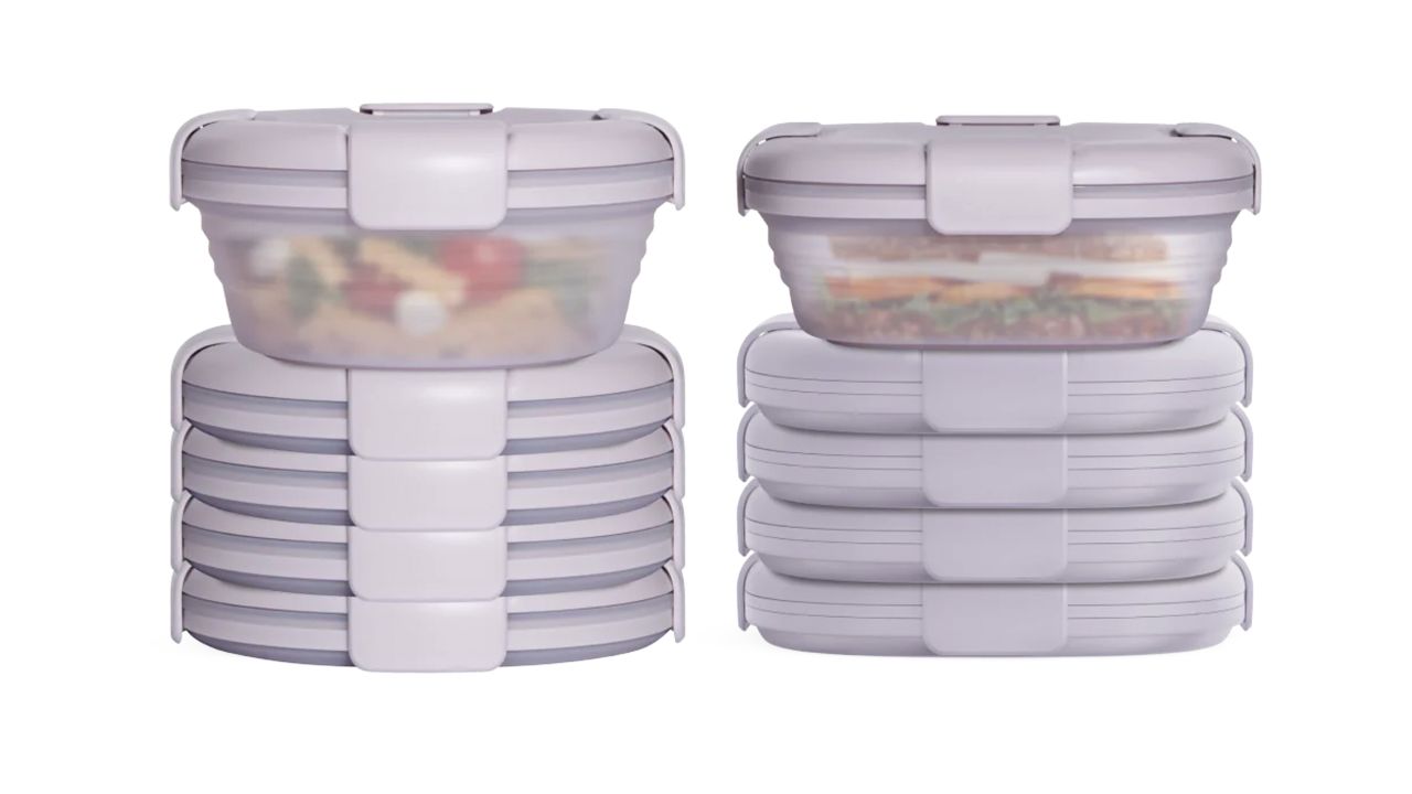 Stojo 10-Pack Food Storage Set in pink.